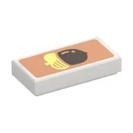 Tile 1 x 2 with Acorn on Nougat Background Print, White