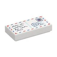 Tile 1 x 2 with Air Mail Letter Print, White