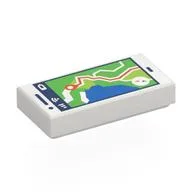 Tile 1 x 2 with Smart Phone, Navigation Screen Print, White