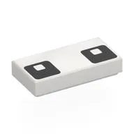 Tile 1 x 2 with Square Black Eyes Print, White