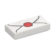 Tile 1 x 2 with Letter, Wax Seal Print, White
