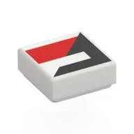 Tile 1 x 1 with Red/Black Shapes Print, White
