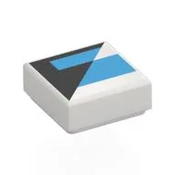 Tile 1 x 1 with Dark Azure/Black Shapes Print, White