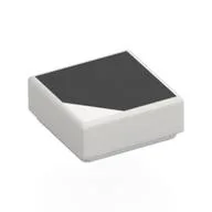 Tile 1 x 1 with Black Surface, Triangle Cutout Print, White