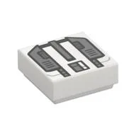 Tile 1 x 1 with Dark Bluish Grey Armor Print, White