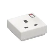 Tile 1 x 1 with Power Socket, 3 Pin, Switch Print, White