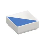 Tile 1 x 1 with Blue Triangle Print, White