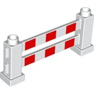 Duplo Fence 1 x 6 x 2 with Red Stripes Print, White