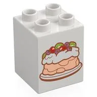 Duplo Brick 2 x 2 x 2 with Pavlova Print, White