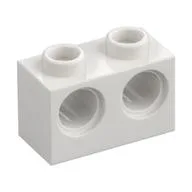 Technic Brick 1 x 2 [2 Pin Holes], White