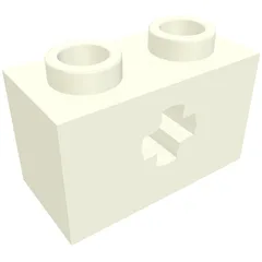 Technic Brick 1 x 2 with Axle Hole Type 2 [X Opening], White