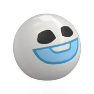 Technic Ball Joint with Black Eyes and Blue Smile Print (Snowgie Head), White