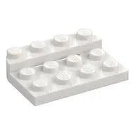 Plate Round Corners Double 3 x 4 with 1 x 4 Raised Edge Studs, White