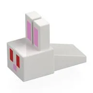 Animal Body Part, Rabbit Head Blocky with Red Eyes, Bright Pink Ears, Nose Print, White