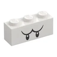 Brick 1 x 3 with Black Eyes and Eyebrows (Boo) Print, White