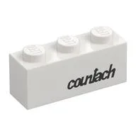 Brick 1 x 3 with Black 'countach' Print, White