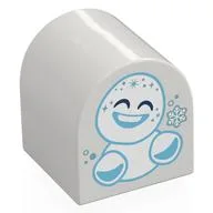 Duplo Brick 2 x 2 x 2 Curved Top with Snowgie Print, White