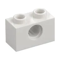 Technic Brick 1 x 2 [1 Pin Hole], White