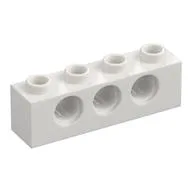 Technic Brick 1 x 4 [3 Pin Holes], White