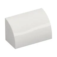 Brick Curved 1 x 2 x 1 No Studs, White
