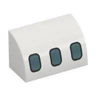 Brick Curved 1 x 2 x 1 No Studs with Airplane Windows Print, White