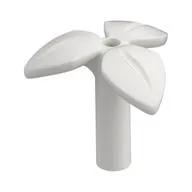 Plant, Stem with 3 Leaves and Bottom Pin, White
