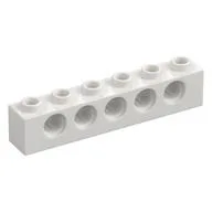 Technic Brick 1 x 6 [5 Pin Holes], White