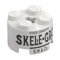 Brick Round 2 x 2 with 'SKELE-GRO' Print, White