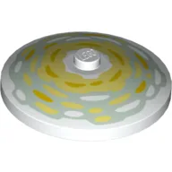Dish 4 x 4 Inverted [Radar] with Shade of Yellow Paint Strokes in Circles Print, White