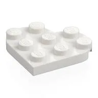 Plate Angled 3 x 3 with Heart Shape, White