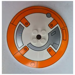 Dish 8 x 8 Inverted [Radar] with Orange Band, Dark Bluish Grey Droid Plating Print (BB-8 Left Side), White