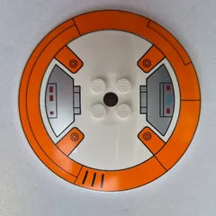 Dish 8 x 8 Inverted [Radar] with Orange Band, Dark Bluish Grey Droid Plating Print (BB-8 Right Side), White
