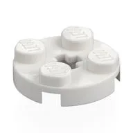 Plate Round 2 x 2 with Axle Hole Type 1 (+ Opening), White