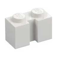 Brick Special 1 x 2 with Groove, White