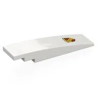 Brick Curved 8 x 2 No Studs with Porsche Emblem Print, White