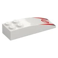 Brick Curved 6 x 2 with Red 'H', Triangles Print, White