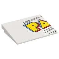 Brick Sloped 10° 6 x 8 with Yellow 'PA' Print, White
