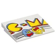 Brick Sloped 10° 6 x 8 with Yellow 'C-M' Print, White