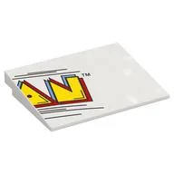 Brick Sloped 10° 6 x 8 with Yellow 'AN' Print, White