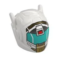 Helmet with Antennae with Gold Decorations, Red Camera, Dark Turquoise Visor Print, White
