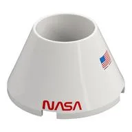 Cone 4 x 4 x 2 Hollow No Studs with 'NASA', USA Flag Print, White