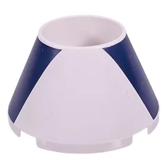 Cone 4 x 4 x 2 Hollow No Studs with Dark Blue Vertical Stripes Print, White