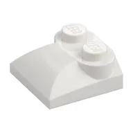 Brick Curved 2 x 2 x 2/3 Two Studs and Curved Slope End, White