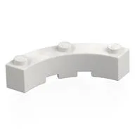Brick Round Corner 4 x 4 Macaroni Wide with 3 Studs, White