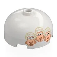 Brick Round 3 x 3 Dome with Center Stud with 3 Sheep Print, White