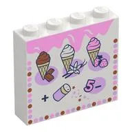 Brick 1 x 4 x 3 with Ice Cream Menu, Sprinkles Print, White