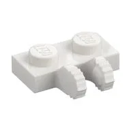 Hinge Plate 1 x 2 Locking with 2 Fingers on Side, 7 Teeth, White