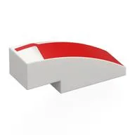 Brick Curved 3 x 1 No Studs with Red Shape Print, White