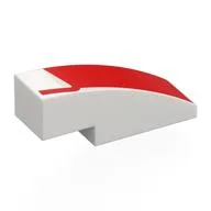 Brick Curved 3 x 1 No Studs with Red Shape Print, White