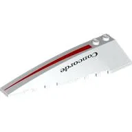 Brick Wedged, Curved 10 x 3 Left with Narrowing Red Stripe, Black 'Concorde' Print, White